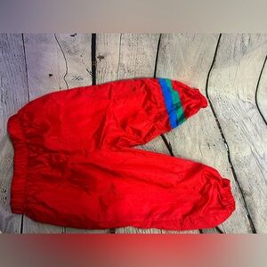 Vintage 90s Toddler Red Colorstripe Wind Pants Lightweight Haddad Apparel 24 mos